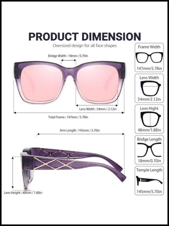 Polarized Fit Over Sunglasses for Glasses Wearers UV Protection main image 4